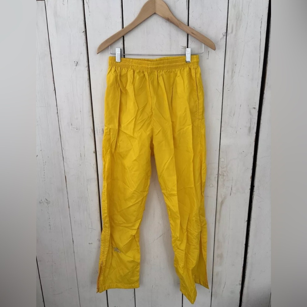 Vintage 80's Bill Rodgers Yellow Nylon Track Pants Men's Size L Made in USA